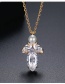 Fashion Platinum Copper Inlaid Zircon Leaf Pearl Pendant Necklace