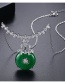 Fashion Platinum Drop-shaped Green Chalcedony Copper And Zircon Pendant Necklace