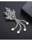 Fashion Platinum Copper Inlaid Zircon Pearl Beaded Leaf Brooch