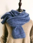 Fashion Green Pure Color Pleated Knitted Wool Scarf