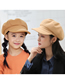 Fashion Children Beige Woolen Solid Color Stitching Parent-child Octagonal Beret