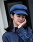 Fashion Navy Blue Houndstooth Solid Color Wool Octagonal Beret