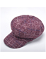 Fashion Wine Red Wool Checked Stitching Beret Octagonal Hat