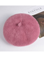 Fashion Leather Pink Faux Mink Pure Color Beret
