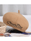 Fashion Gray Wool Solid Color Season Embroidered Letter Beret
