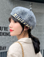 Fashion Leather Pink Letter Wool Contrast Beret