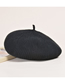 Fashion Black Knitted Wool Solid Color Octagonal Beret