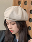 Fashion Beige Leather Solid Color Stitching Octagonal Beret