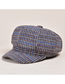 Fashion Coffee Color Houndstooth Stitching Woolen Octagonal Beret