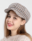 Fashion Coffee Color Houndstooth Stitching Woolen Octagonal Beret