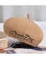 Fashion Skin Powder Wool Solid Color Embroidered Letter Beret