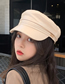 Fashion Champagne Flat Top Bright Leather Diamond Letter Octagonal Beret