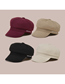 Fashion Khaki Solid Color Woolen Letter Embroidery Octagonal Hat