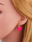 Fashion Rose Red Geometric Round Oil Drop Diamond Earrings