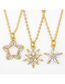Fashion Flowers Flower And Diamond Five-pointed Star Gold-plated Copper Necklace
