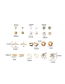 Fashion Gold Color Maple Airplane Letter Pearl Earring Set
