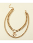 Fashion Gold Color Love Thick Chain Alloy Multilayer Necklace