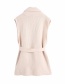 Fashion Apricot Solid Color Knitted Vest With Belt And Lapel
