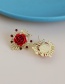 Fashion Gold Color Bright Gold Alloy Rhinestone Love Flower Earrings