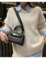 Fashion Black Stone Pattern Lock Diagonal Shoulder Bag
