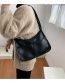 Fashion Black Large Capacity Solid Color Stitching Shoulder Bag