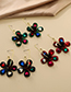 Fashion Red Alloy Diamond Flower Earrings
