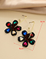 Fashion Black Alloy Diamond Flower Earrings