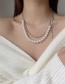 Fashion White Cross Imitation Pearl Stainless Steel Necklace