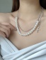 Fashion White Cross Imitation Pearl Stainless Steel Necklace