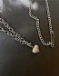Fashion Silver Love Pendant Double-layer Stainless Steel Necklace