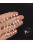 Fashion Cross Rose Gold Stainless Steel Screw Pearl And Diamond Geometric Earrings