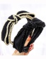 Fashion Beige Flat Headband With Rice Beads Webbing Wide-brimmed Headband With Ribbon Bow