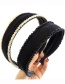 Fashion Beige Flat Headband With Rice Beads Webbing Wide-brimmed Headband With Ribbon Bow