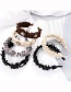 Fashion Beige Pleated Webbing Headband Pleated Fabric Diamond Pearl Headband