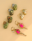 Fashion Pink Alloy Resin Transparent Beads Flowers