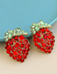 Fashion Red Alloy Diamond Palm Eye Stud Earrings
