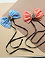 Fashion Navy Fabric Printed Diamond Flower Bow Tie Brooch