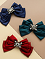 Fashion Khaki Fabric Printed Diamond Flower Bow Tie Brooch