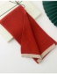 Fashion Beige Background With Orange Red Edge Two-tone Stitching Contrast Wool Knitted Scarf