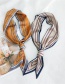 Fashion Thin Wire Frame Orange Imitation Silk Flower Printing Contrast Small Long Narrow Silk Scarf