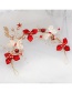 Fashion Red Handmade Beaded Flower Butterfly Alloy Hollow Headband Ear Clip