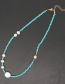 Fashion Round Turquoise Eye Pearl Beaded Necklace