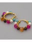 Fashion Color Mixing Crystal Pearl Gemstone Geometric Alloy Earrings
