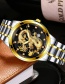 Fashion Silver Color With Gold Color Noodles Embossed Dragon-shaped Single Calendar Dial Steel Band Mens Watch