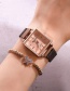 Fashion Brown Square Dial Magnet Mesh Belt Set Diamond British Watch