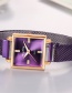 Fashion Purple Square Dial Magnet Buckle Mesh Strap Watch