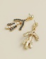 Fashion 1# Alloy Diamond Leaf Earrings