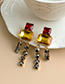 Fashion Yellow Alloy Diamond Tassel Stud Earrings