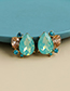 Fashion Lake Green Alloy Diamond Drop Earrings