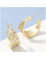 Fashion Gold Color C-shaped Alloy Diamond And Acrylic Earrings